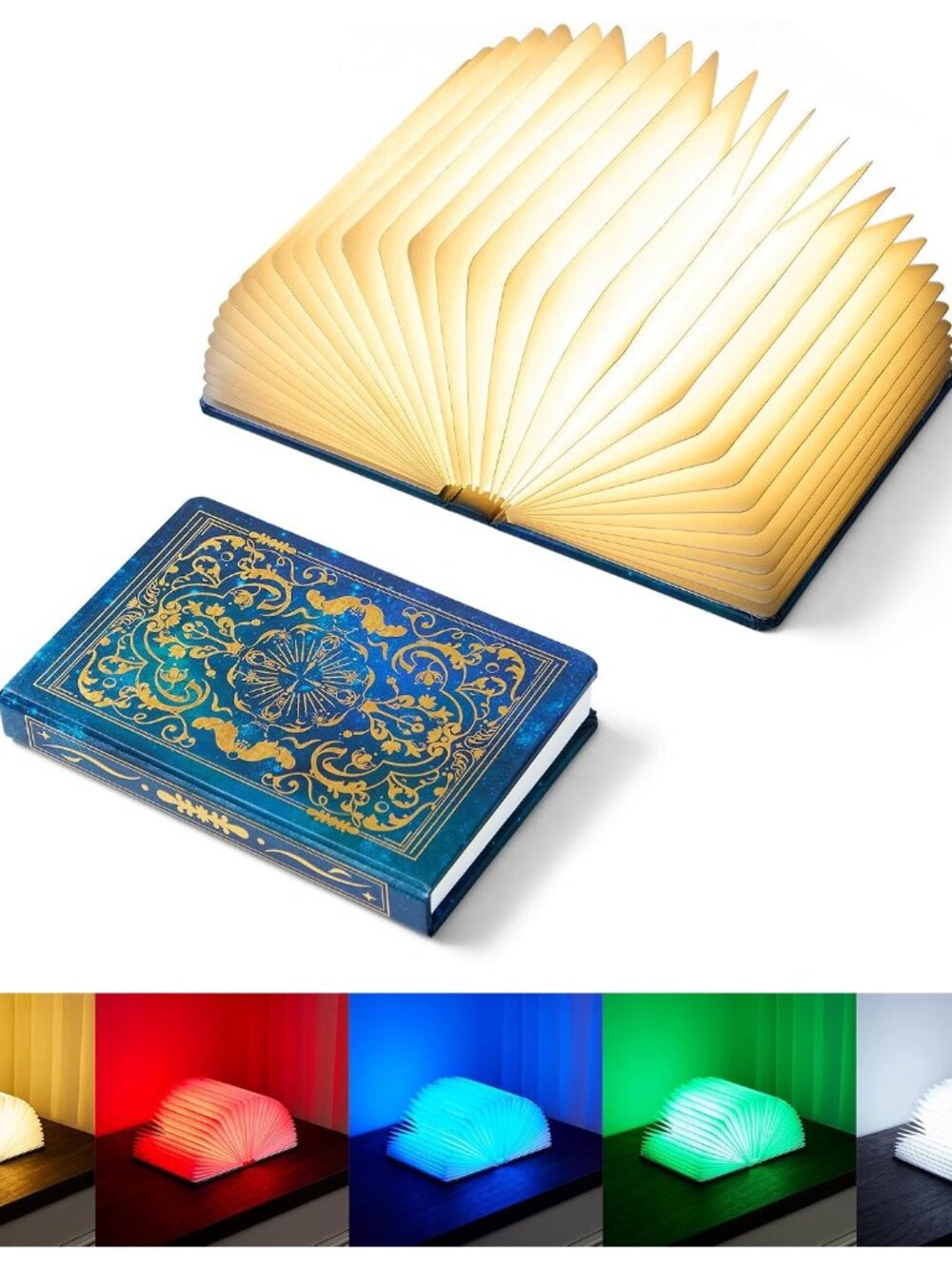 Book Lovers Gifts BookLamp - 5 Color Lights, 1200mah Battery, Foldable Paper Lam - Picture 8 of 9